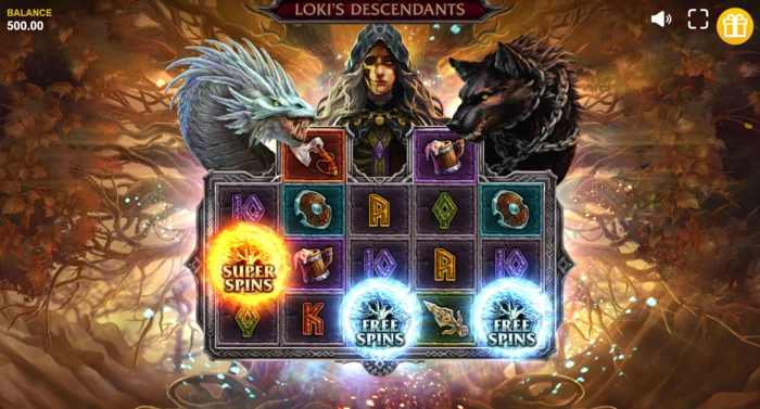 Loki's Descendants - activación de la función Serpent con Wilds diagonales